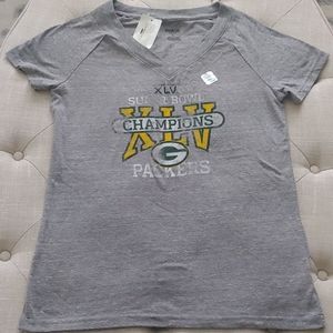 Reebok Green Bay Packers VNeck Superbowl Tee L